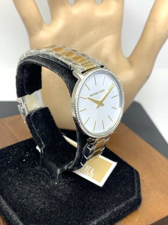 Michael Kors Womens Watch MK1041 Quartz White Dial Two Tone Stainless Steel 32mm main image 13